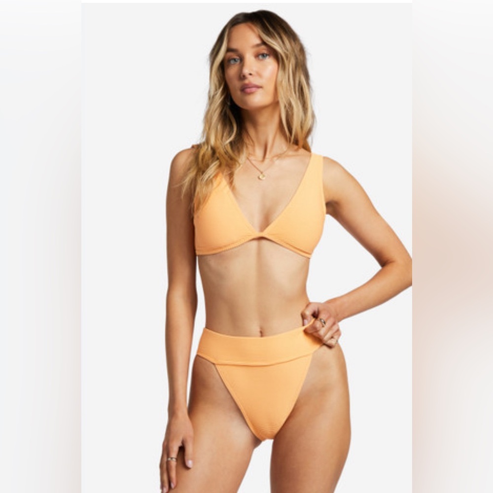 Free People Toast Swim Bikini Swimsuit Set Top & Bottom Marigold Orange Size M